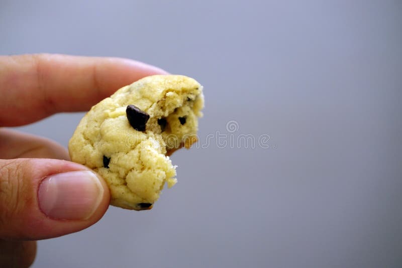 Chocolate Chip Cookie in Hand Close Up View Stock Image Image of food