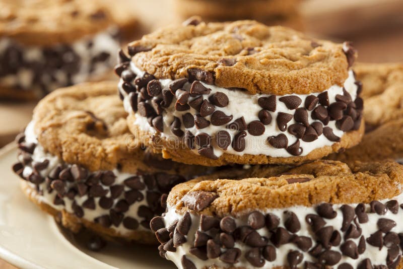 Chocolate Chip Cookie Ice Cream Sandiwch Stock Image Image of dessert, icecream 35313955