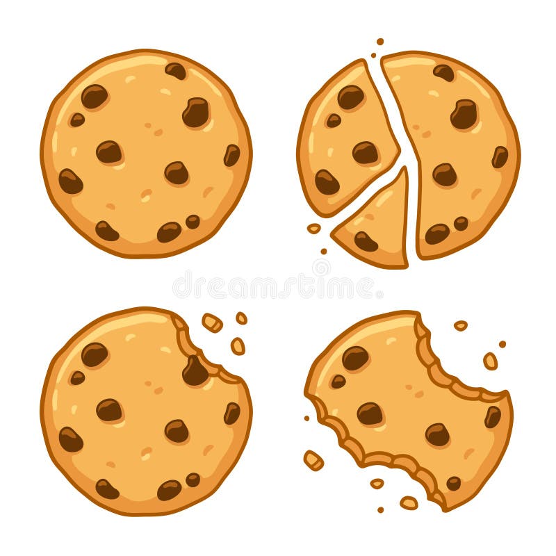 Chocolate chip cookie set vector illustration Chocolate chip cookie set vector illustration