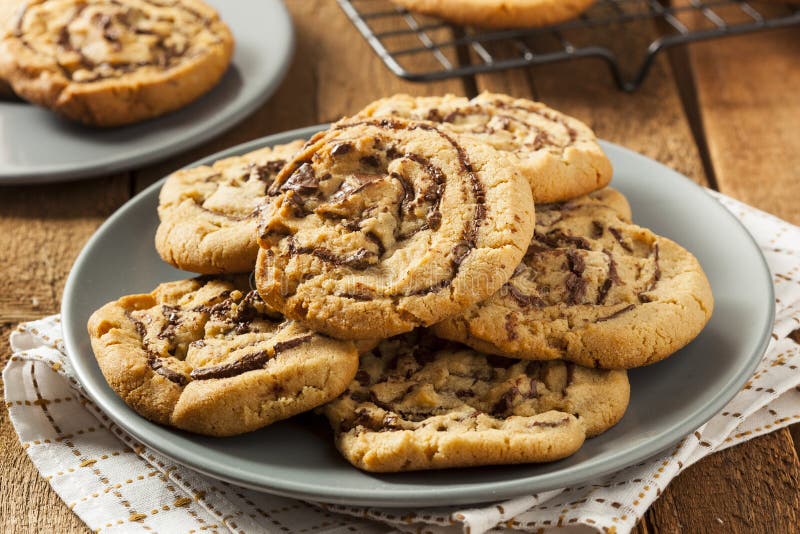 Chocolate Chip Peanut Butter Pinwheel Cookie Stock Image Image of