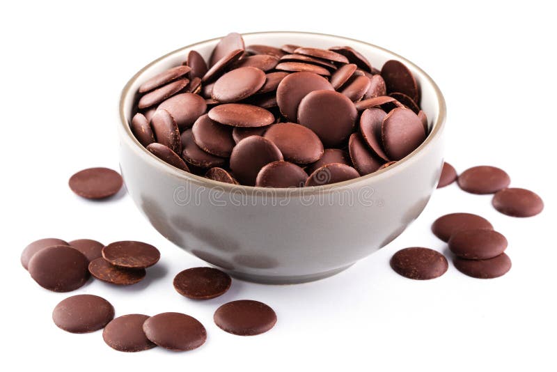 Chocolate Chips Or Granules For Making Melted Chocolate In A Bowl On
