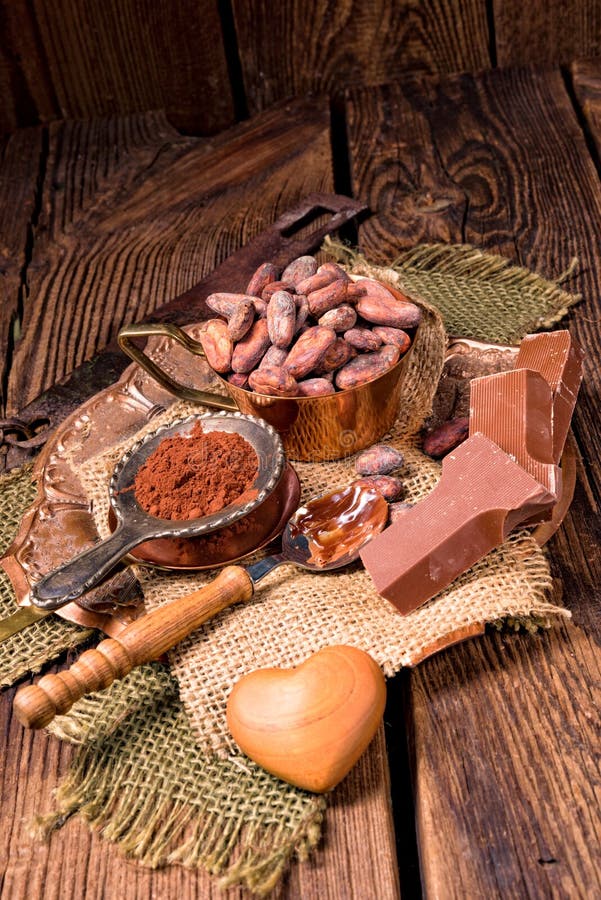 Chocolate Cocoa and Cocoa Beans Stock Image Image of food, leaf