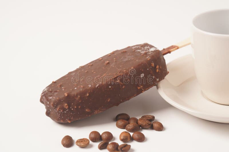 Chocolate and Coffee Flavor Popsicle with White Cup Stock Image Image