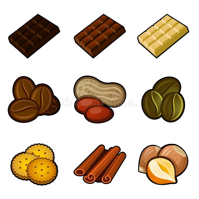 Chocolate and coffee icon set stock illustration