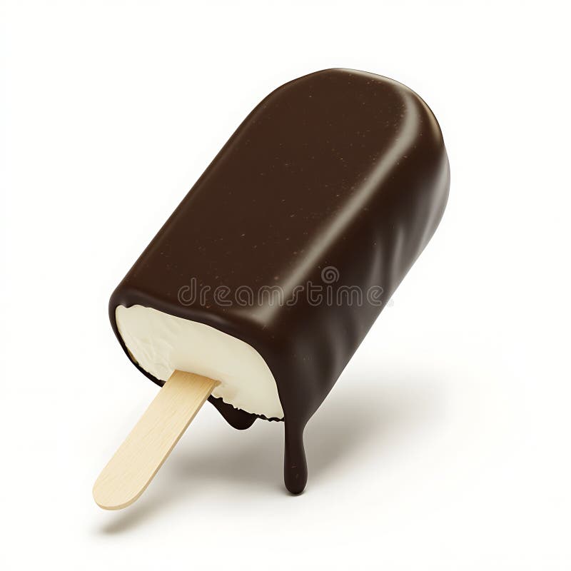 Chocolate con barra de helado de vainilla con palo de madera libre illustration