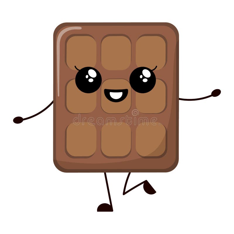 Chocolate de Brown con los ojos y boca en estilo del kawaii aislada en el fondo blanco Ilustraci? n del vector