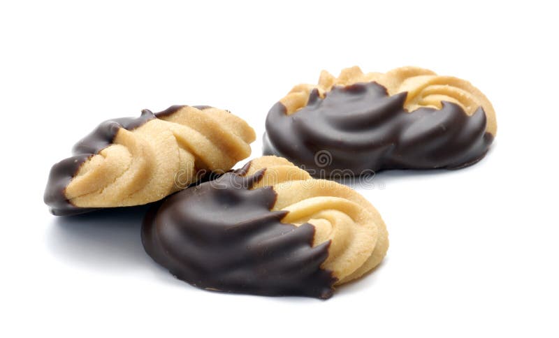 Chocolate cookies on white background stock images