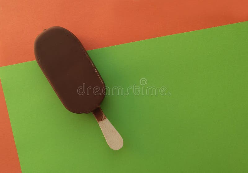 Chocolate Covered Ice Cream on a Stick Stock Image Image of green