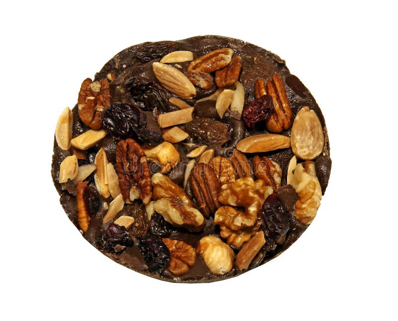 Chocolate Covered Piece with Nuts and Fruits Stock Image Image of food, tasty 80383849