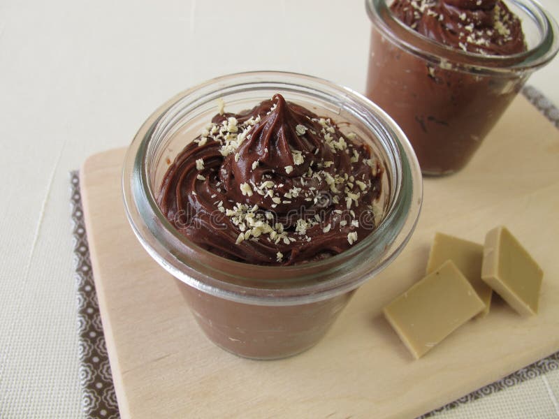 Chocolate cream in jar stock photo. Image of food, chocolate 55494336