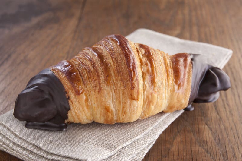 Chocolate Croissant, Pain Au Chocolat, French Pastry, Traditional Food of France Stock Photo