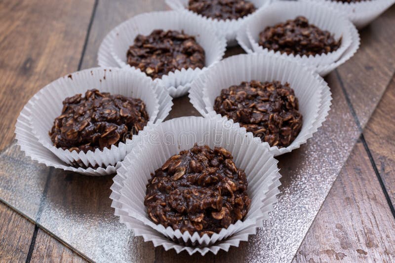 Chocolate Cupcakes with Oatmeal Stock Photo Image of closeup, sweet