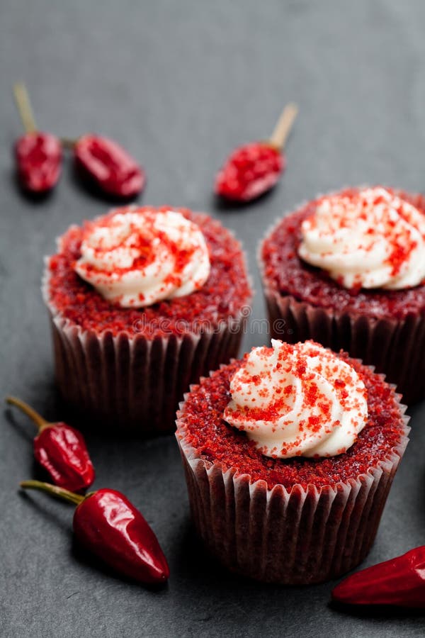Chocolate Cupcakes with Red Hot Chili Pepper Isolated on White Stock ...