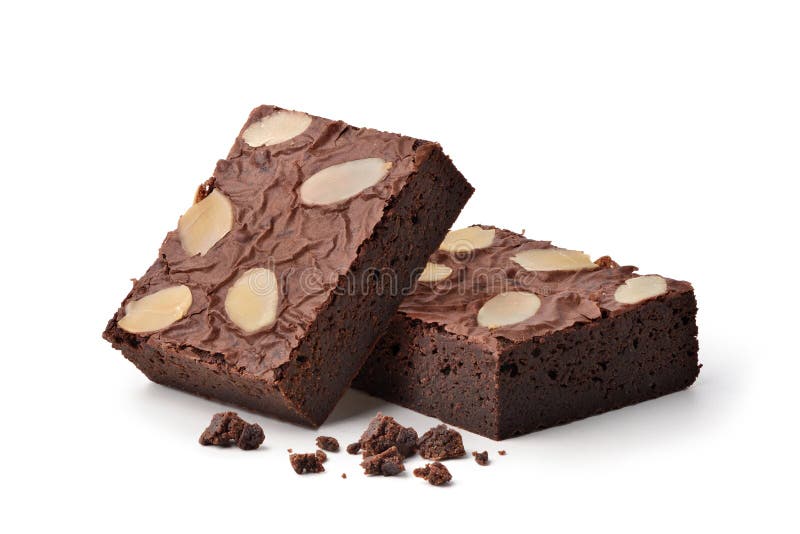 Brownie de chocolate e amêndoa foto de stock royalty free