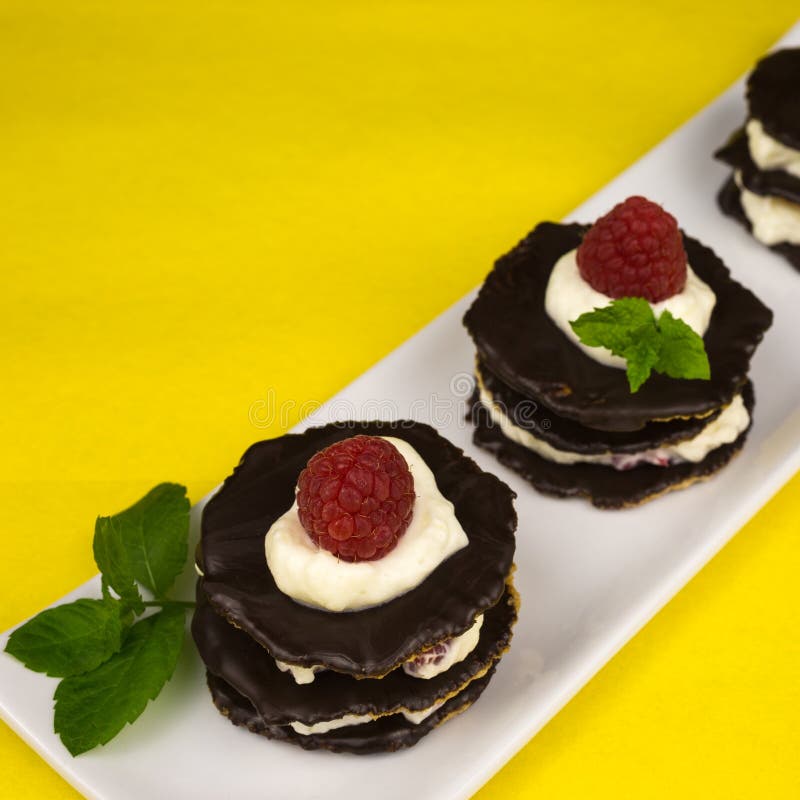 Chocolate Dessert with Whipped Cream Stock Image Image of dessert, berry 56258369