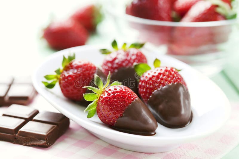 Strawberries with Chocolate on Sale at Borough Market, London Stock Image Image of plate