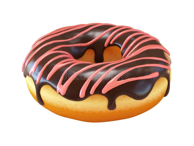 Chocolate donut or doughnut 3d rendering