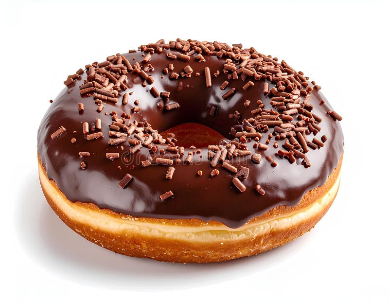 A chocolate doughnut isolated on white background. Doughnut isolated illustrations