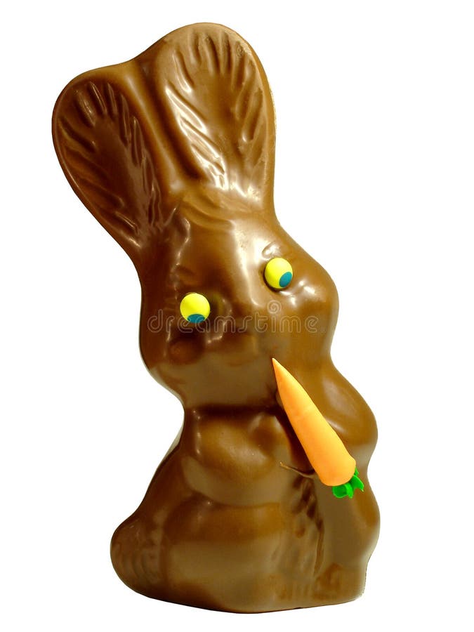 Čokoládové Veľkonočné Zajačik na bielom pozadí.