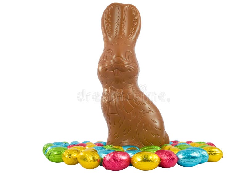 Chocolate Easter Bunny and Eggs Stock Photo Image of gold, decorative