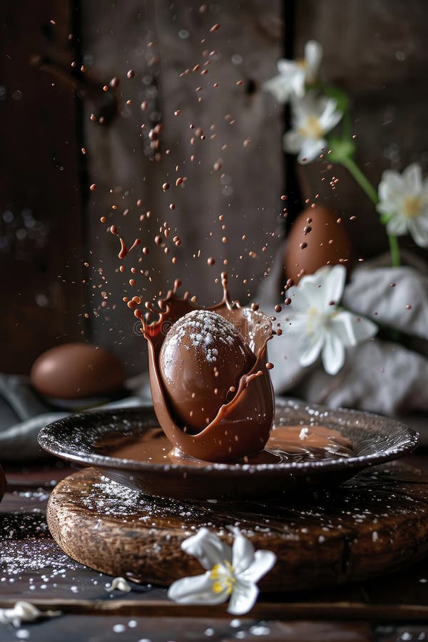 Chocolate easter egg splash. Selective focus. food. Traditional easter desserts stock images, royalty-free photos and pictures