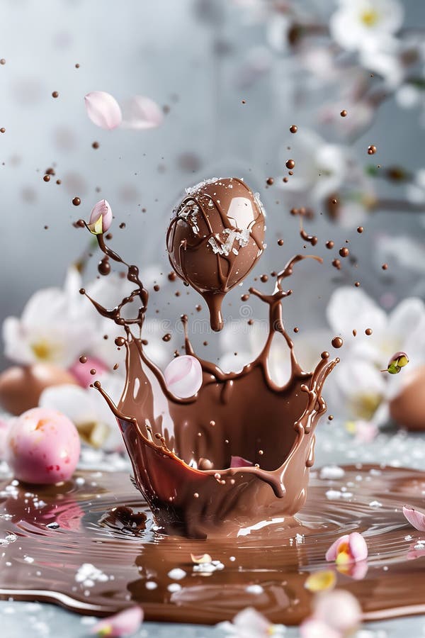Chocolate easter egg splash. Selective focus. food. Traditional easter desserts stock images, royalty-free photos and pictures