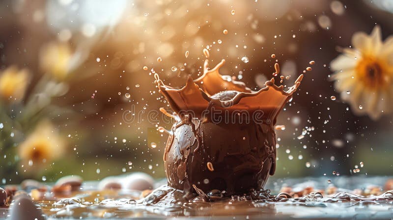 Chocolate easter egg splash. Selective focus. food. Traditional easter desserts stock images, royalty-free photos and pictures