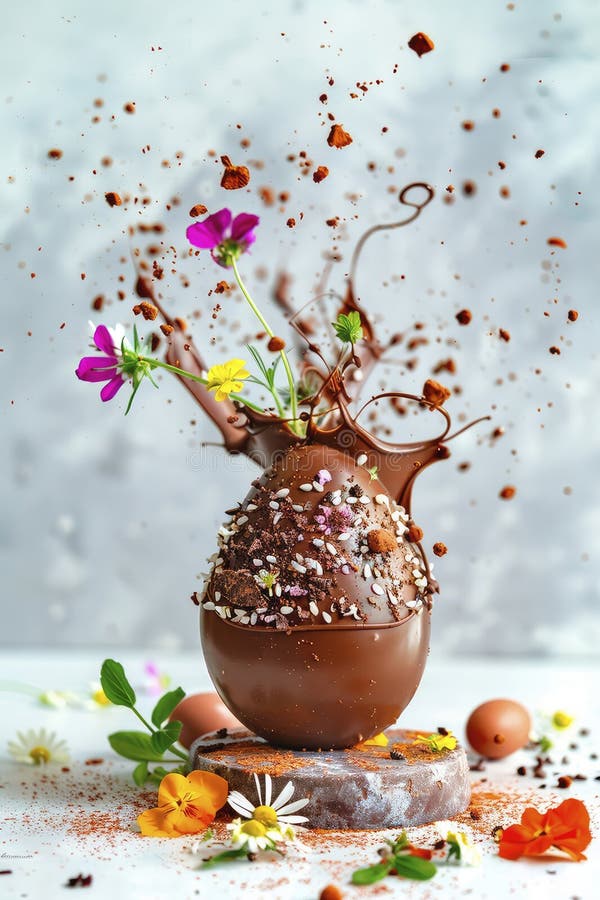 Chocolate easter egg splash. Selective focus. food. Traditional easter desserts stock images, royalty-free photos and pictures