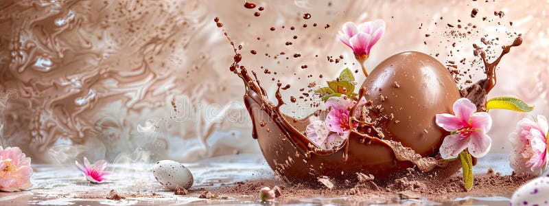 Chocolate easter egg splash. Selective focus. food. Traditional easter desserts stock images, royalty-free photos and pictures