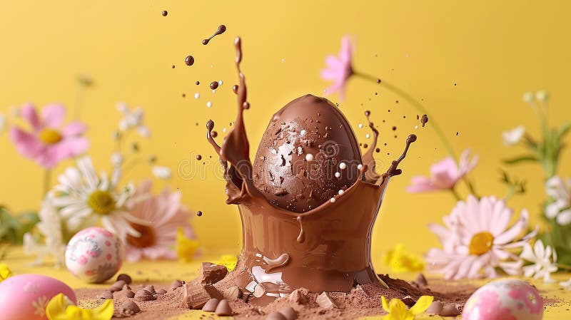 Chocolate easter egg splash. Selective focus. food. Traditional easter desserts stock images, royalty-free photos and pictures
