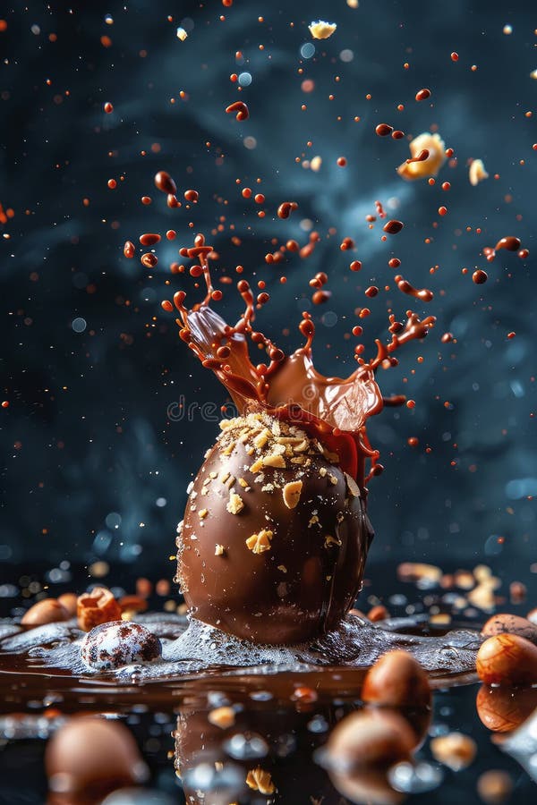 Chocolate easter egg splash. Selective focus. food. Traditional easter desserts stock images, royalty-free photos and pictures