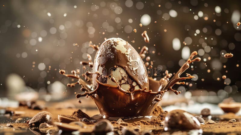 Chocolate easter egg splash. Selective focus. food. Traditional easter desserts stock images, royalty-free photos and pictures