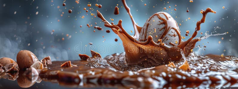 Chocolate easter egg splash. Selective focus. food. Traditional easter desserts stock images, royalty-free photos and pictures