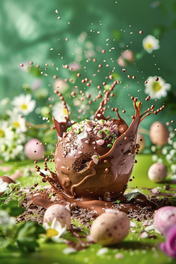 Chocolate easter egg splash. Selective focus. food. Traditional easter desserts stock images, royalty-free photos and pictures