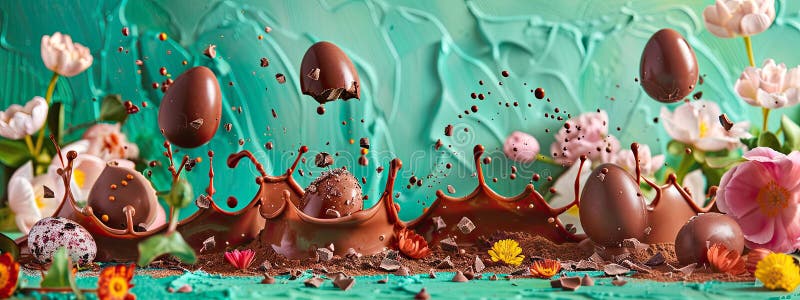 Chocolate easter egg splash. Selective focus. food. Traditional easter desserts stock images, royalty-free photos and pictures