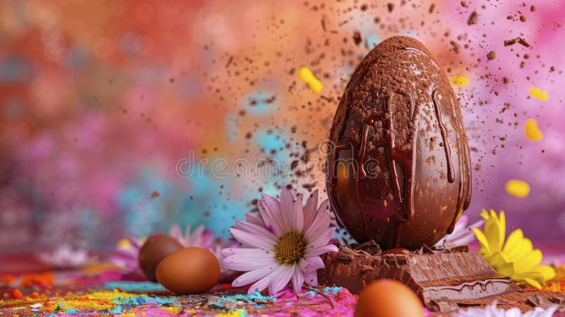 Chocolate easter egg splash. Selective focus. food. Traditional easter desserts stock images, royalty-free photos and pictures