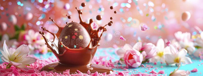Chocolate easter egg splash. Selective focus. food. Traditional easter desserts stock images, royalty-free photos and pictures