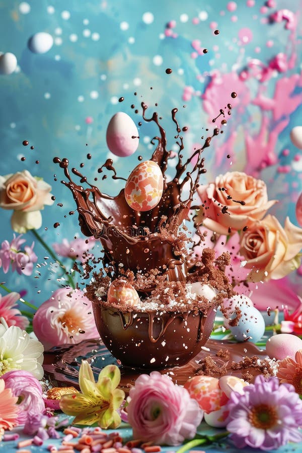 Chocolate easter egg splash. Selective focus. food. Traditional easter desserts stock images, royalty-free photos and pictures