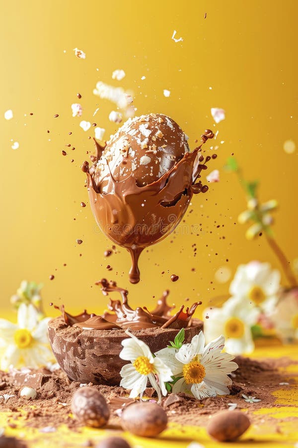 Chocolate easter egg splash. Selective focus. food. Traditional easter desserts stock images, royalty-free photos and pictures