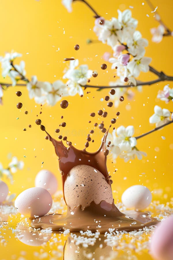 Chocolate easter egg splash. Selective focus. food. Traditional easter desserts stock images, royalty-free photos and pictures
