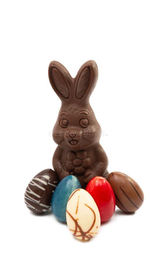 Chocolate Easter Eggs and Chocolate Bunny Stock Photo Image of