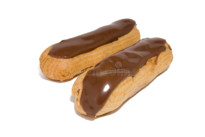 Chocolate Eclair on Black Plate Stock Image Image of calories, dessert 1204263