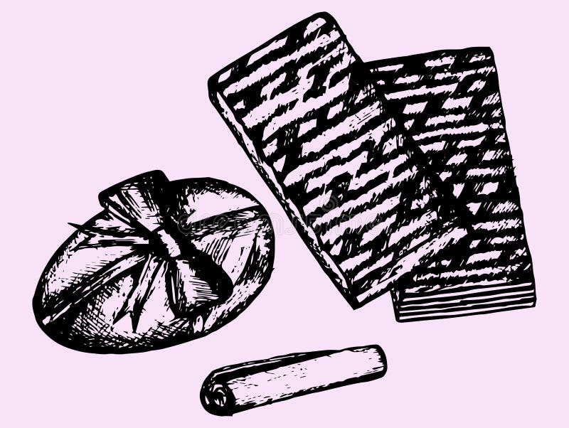 Chocolate egg, wafers, cinnamon royalty free illustration