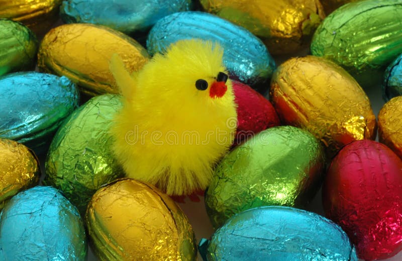 Chocolate Eggs and Chick stock image. Image of christian 102275605