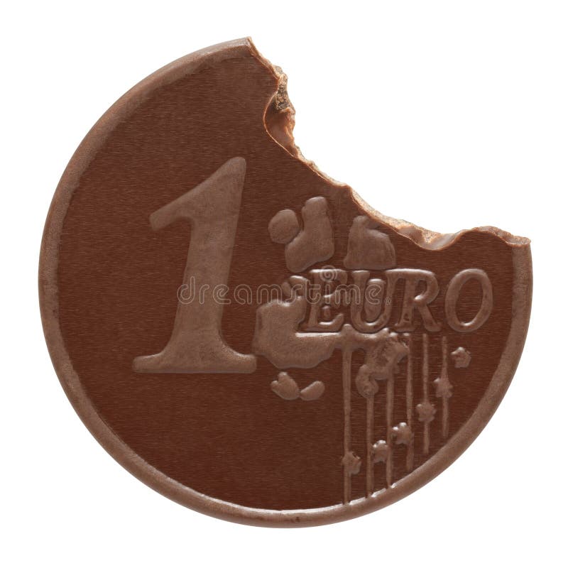 One Chocolate Euro Coin in a Yellow Wrapper Stock Image Image of coin