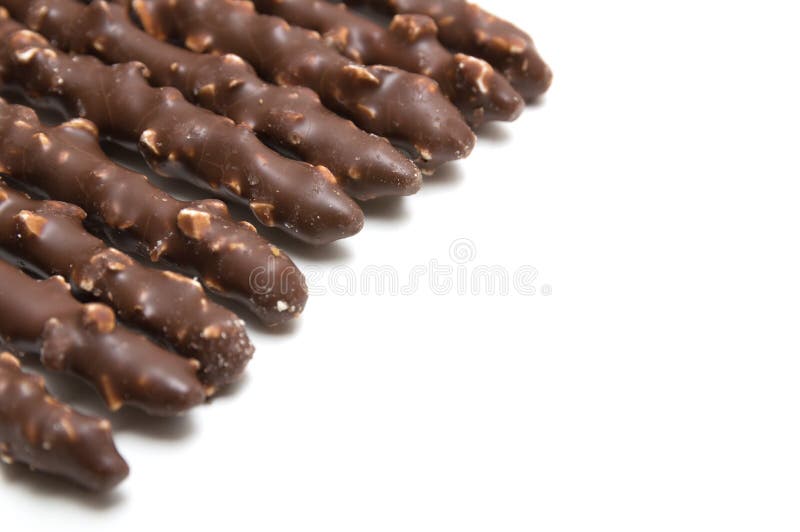 Chocolate Filled Biscuit Sticks on White Background Dessert Image