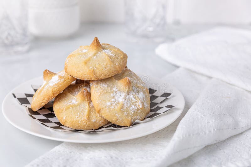Chocolate Filled Shortbread Cookies in a White Kitchen Stock Image