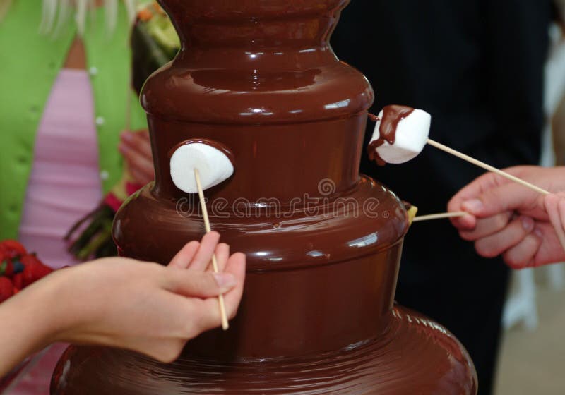 Chocolate Fountains with Fruits on the Table Stock Photo Image of