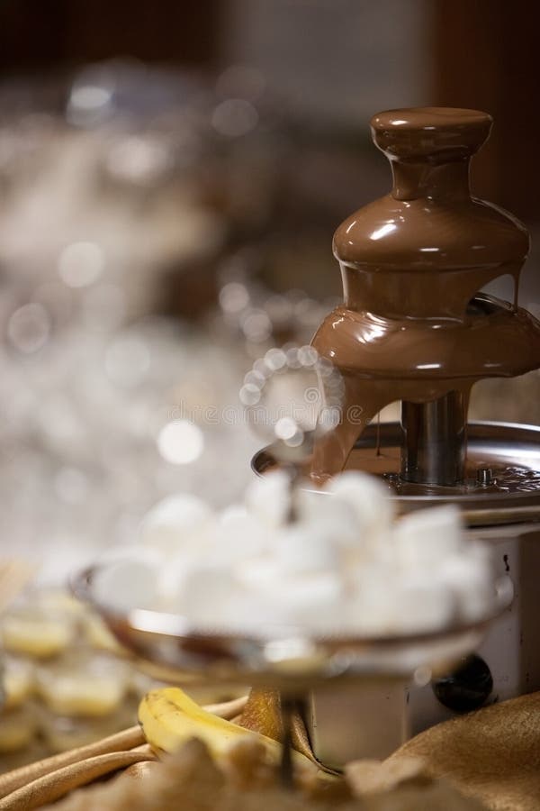 Chocolate Fountain at a Wedding Reception Stock Photo Image of party