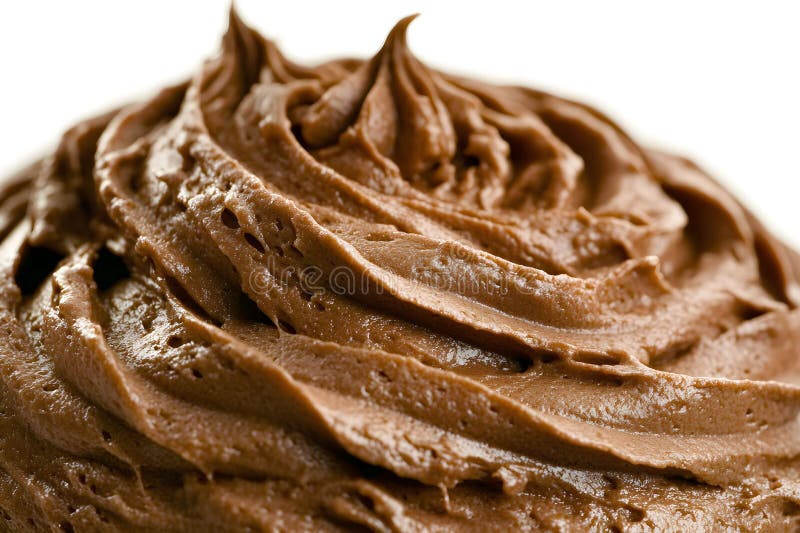 Chocolate frosting in rich, creamy texture dessert topping stock image